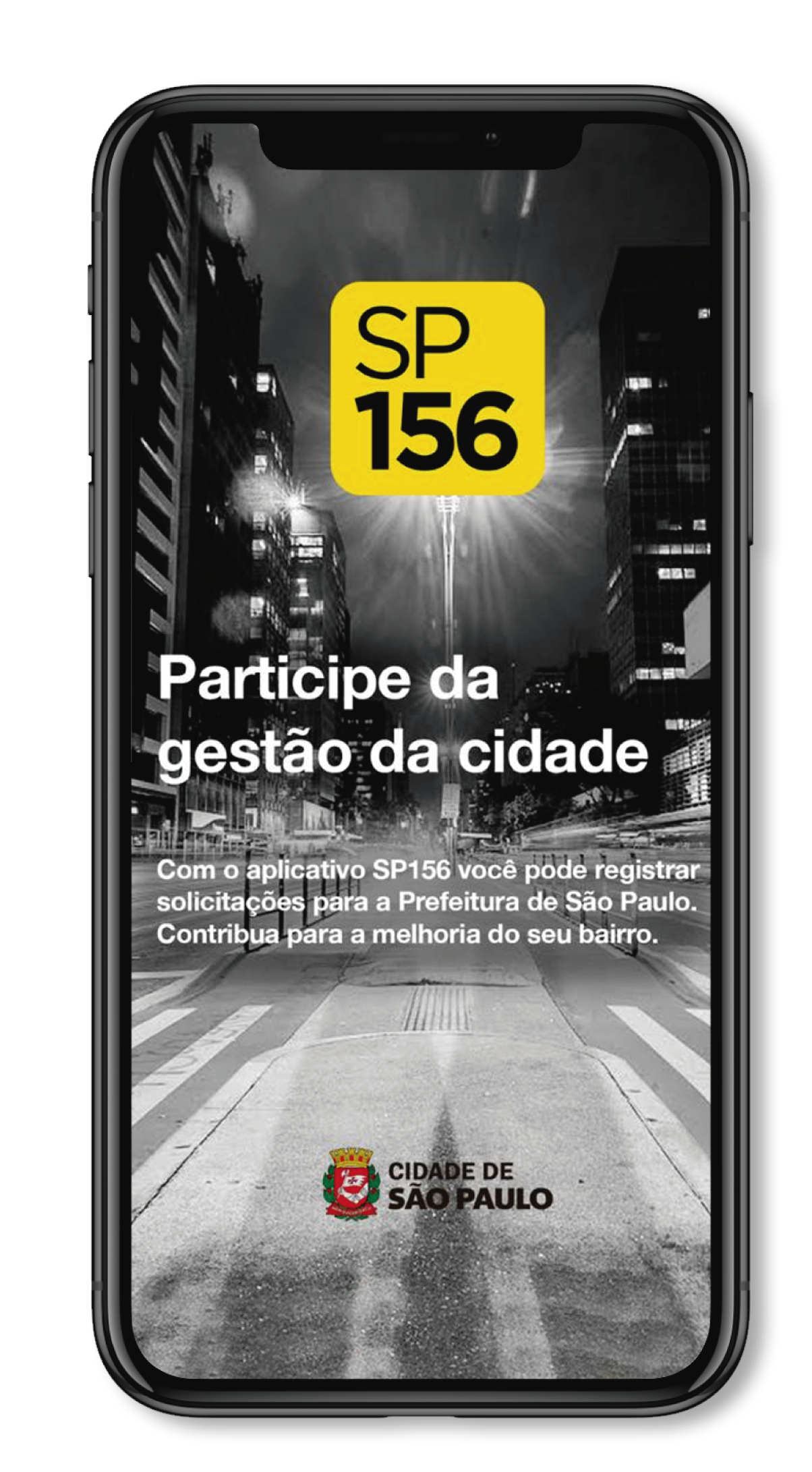 Imagem ilustrativa do aplicativo SP156 - Mostra a interface do aplicativo onde aparece a foto de perfil do usuário e abaixo os serviços disponíveis